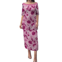 Mokihana Maile Ilima Leis Paniolo Palaka Puletasi Hawaiian Omaomo Ulaula Spirit LT9 Long Dress Pink - Polynesian Pride