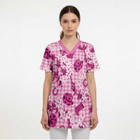 Mokihana Maile Ilima Leis Paniolo Palaka Scrub Top Hawaiian Omaomo Ulaula Spirit LT9 - Polynesian Pride