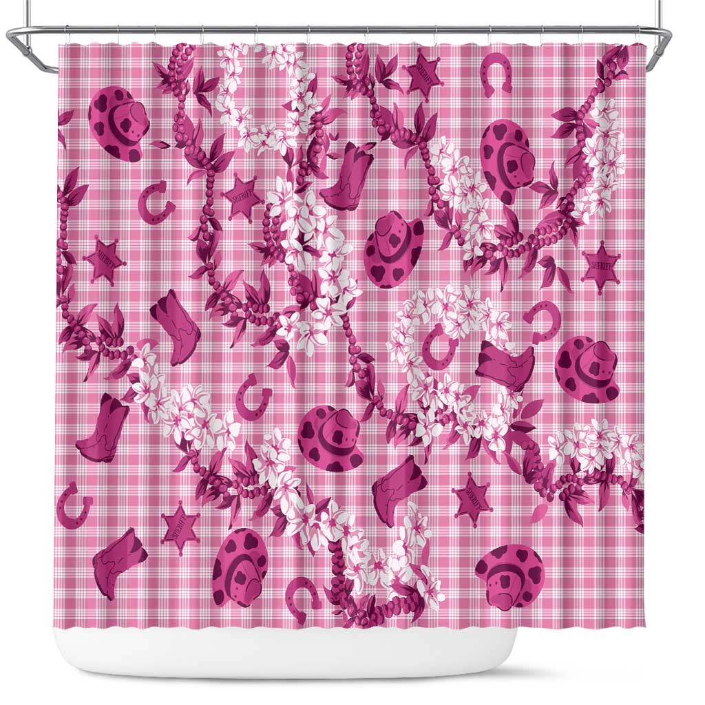 Mokihana Maile Ilima Leis Paniolo Palaka Shower Curtain Hawaiian Omaomo Ulaula Spirit LT9 Pink - Polynesian Pride