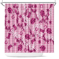 Mokihana Maile Ilima Leis Paniolo Palaka Shower Curtain Hawaiian Omaomo Ulaula Spirit LT9 Pink - Polynesian Pride