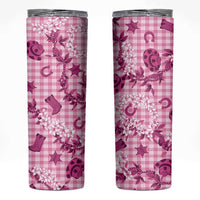 Mokihana Maile Ilima Leis Paniolo Palaka Skinny Tumbler Hawaiian Omaomo Ulaula Spirit LT9 Pink - Polynesian Pride