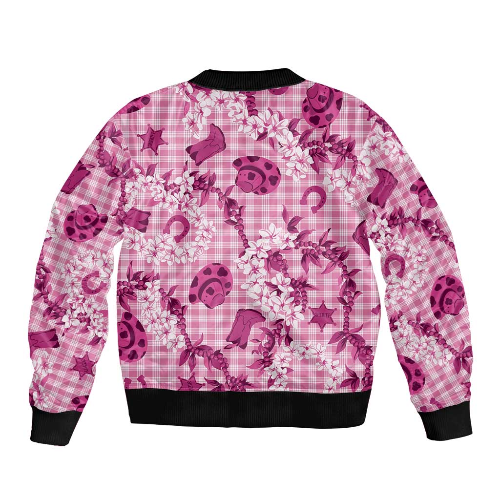 Mokihana Maile Ilima Leis Paniolo Palaka Sleeve Zip Bomber Jacket Hawaiian Omaomo Ulaula Spirit LT9 - Polynesian Pride