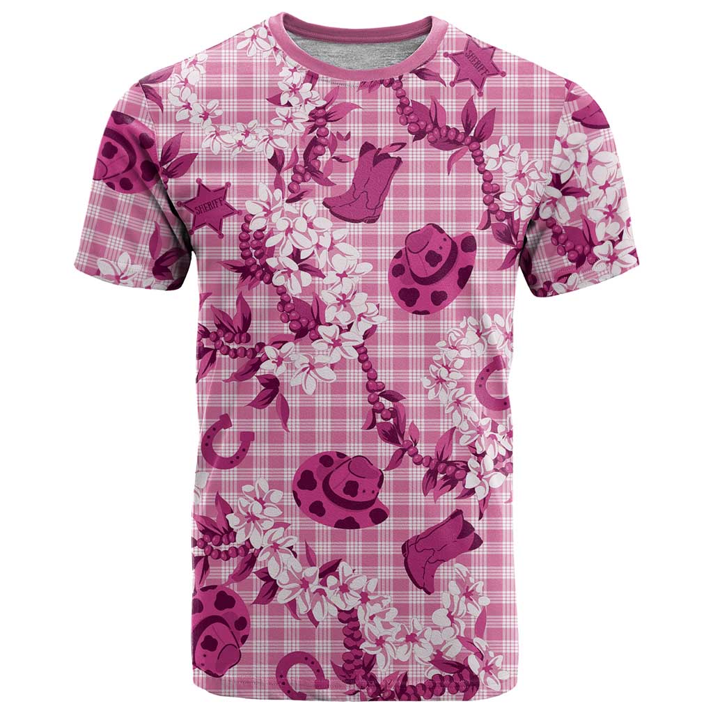 Mokihana Maile Ilima Leis Paniolo Palaka T Shirt Hawaiian Omaomo Ulaula Spirit LT9 Pink - Polynesian Pride