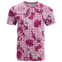Mokihana Maile Ilima Leis Paniolo Palaka T Shirt Hawaiian Omaomo Ulaula Spirit LT9 Pink - Polynesian Pride