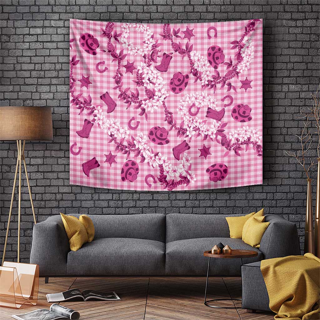 Mokihana Maile Ilima Leis Paniolo Palaka Tapestry Hawaiian Omaomo Ulaula Spirit LT9 Pink - Polynesian Pride