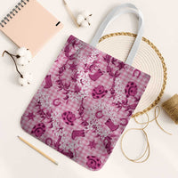 Mokihana Maile Ilima Leis Paniolo Palaka Tote Bag Hawaiian Omaomo Ulaula Spirit LT9 White Strap One Size Pink - Polynesian Pride