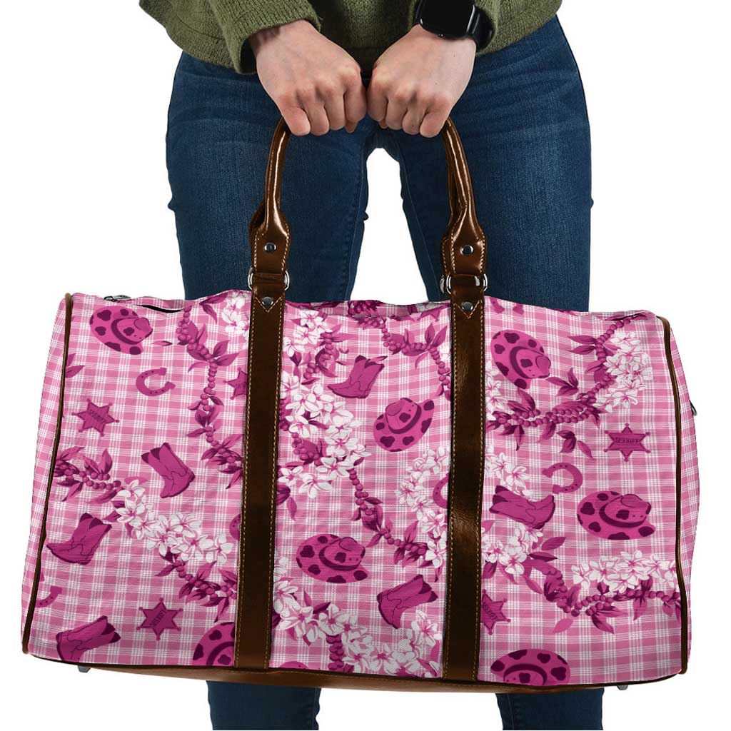 Mokihana Maile Ilima Leis Paniolo Palaka Travel Bag Hawaiian Omaomo Ulaula Spirit LT9 Pink - Polynesian Pride