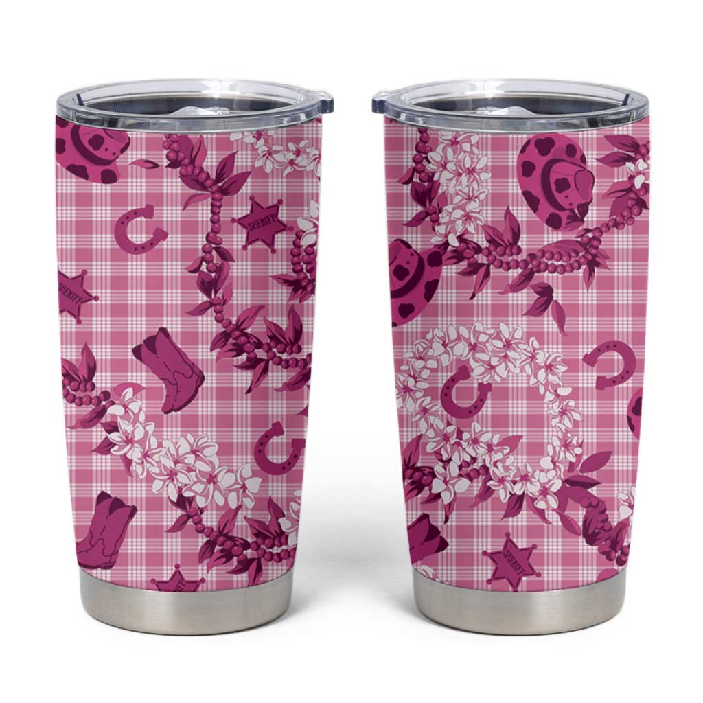 Mokihana Maile Ilima Leis Paniolo Palaka Tumbler Cup Hawaiian Omaomo Ulaula Spirit LT9 Pink - Polynesian Pride