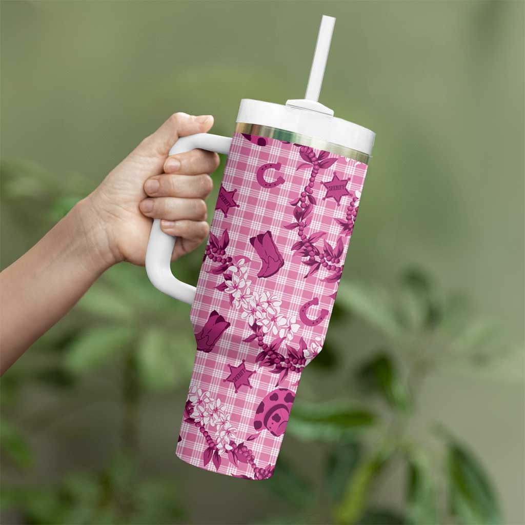 Mokihana Maile Ilima Leis Paniolo Palaka Tumbler With Handle Hawaiian Omaomo Ulaula Spirit LT9 - Polynesian Pride