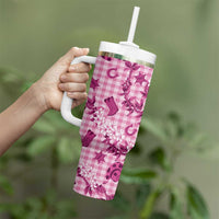 Mokihana Maile Ilima Leis Paniolo Palaka Tumbler With Handle Hawaiian Omaomo Ulaula Spirit LT9 - Polynesian Pride