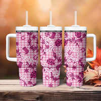 Mokihana Maile Ilima Leis Paniolo Palaka Tumbler With Handle Hawaiian Omaomo Ulaula Spirit LT9 - Polynesian Pride