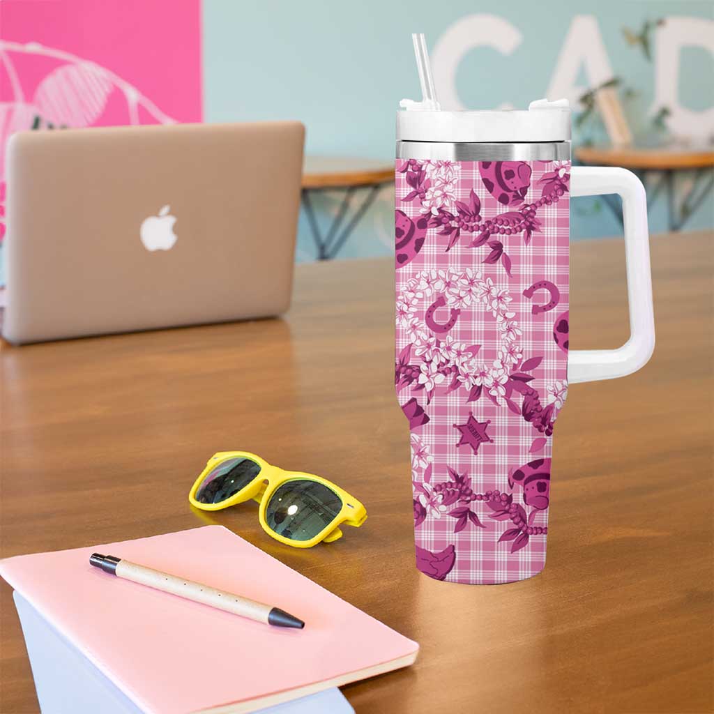 Mokihana Maile Ilima Leis Paniolo Palaka Tumbler With Handle Hawaiian Omaomo Ulaula Spirit LT9 - Polynesian Pride