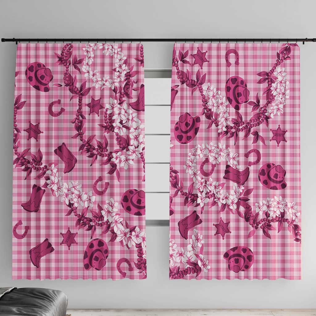 Mokihana Maile Ilima Leis Paniolo Palaka Window Curtain Hawaiian Omaomo Ulaula Spirit LT9 With Hooks Pink - Polynesian Pride