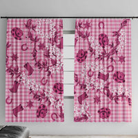 Mokihana Maile Ilima Leis Paniolo Palaka Window Curtain Hawaiian Omaomo Ulaula Spirit LT9 With Hooks Pink - Polynesian Pride