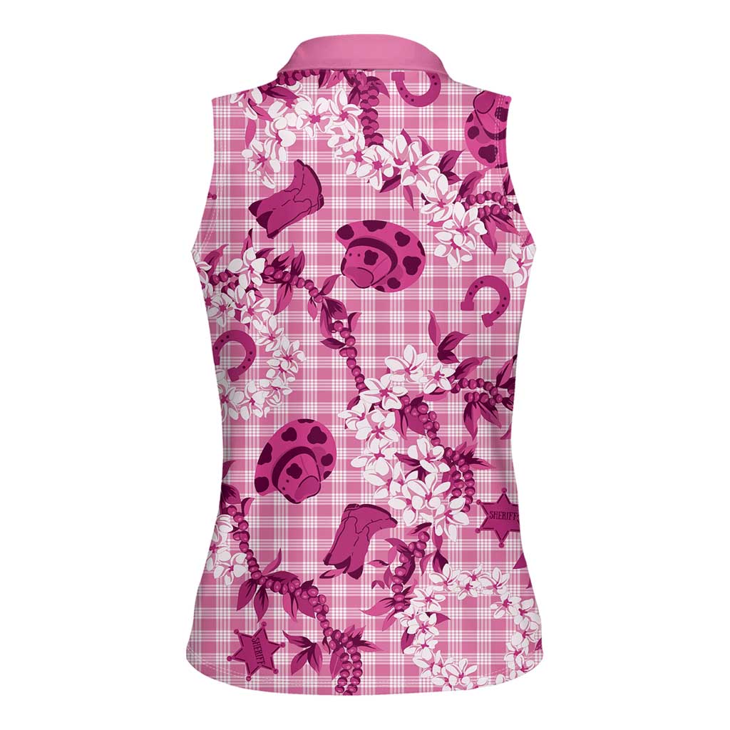 Mokihana Maile Ilima Leis Paniolo Palaka Women Sleeveless Polo Shirt Hawaiian Omaomo Ulaula Spirit LT9 - Polynesian Pride