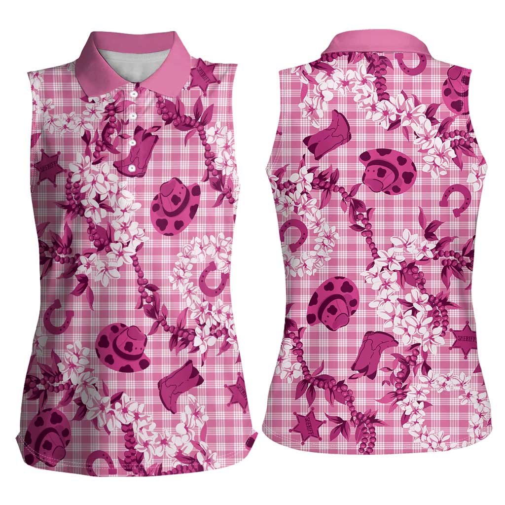 Mokihana Maile Ilima Leis Paniolo Palaka Women Sleeveless Polo Shirt Hawaiian Omaomo Ulaula Spirit LT9 - Polynesian Pride