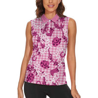 Mokihana Maile Ilima Leis Paniolo Palaka Women Sleeveless Polo Shirt Hawaiian Omaomo Ulaula Spirit LT9 - Polynesian Pride