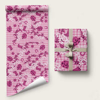 Mokihana Maile Ilima Leis Paniolo Palaka Wrapping Paper Hawaiian Omaomo Ulaula Spirit LT9 58" × 23" Pink - Polynesian Pride