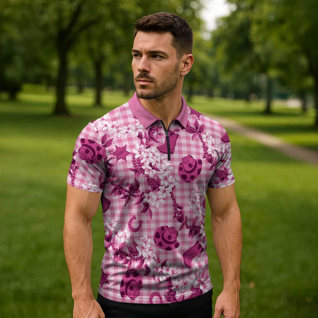 Mokihana Maile Ilima Leis Paniolo Palaka Zipper Polo Shirt Hawaiian Omaomo Ulaula Spirit LT9 - Polynesian Pride