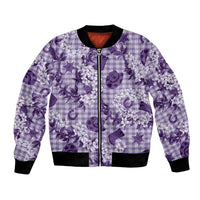 Mokihana Maile Ilima Leis Paniolo Palaka Bomber Jacket Hawaiian Poni Spirit LT9 Unisex Purple - Polynesian Pride