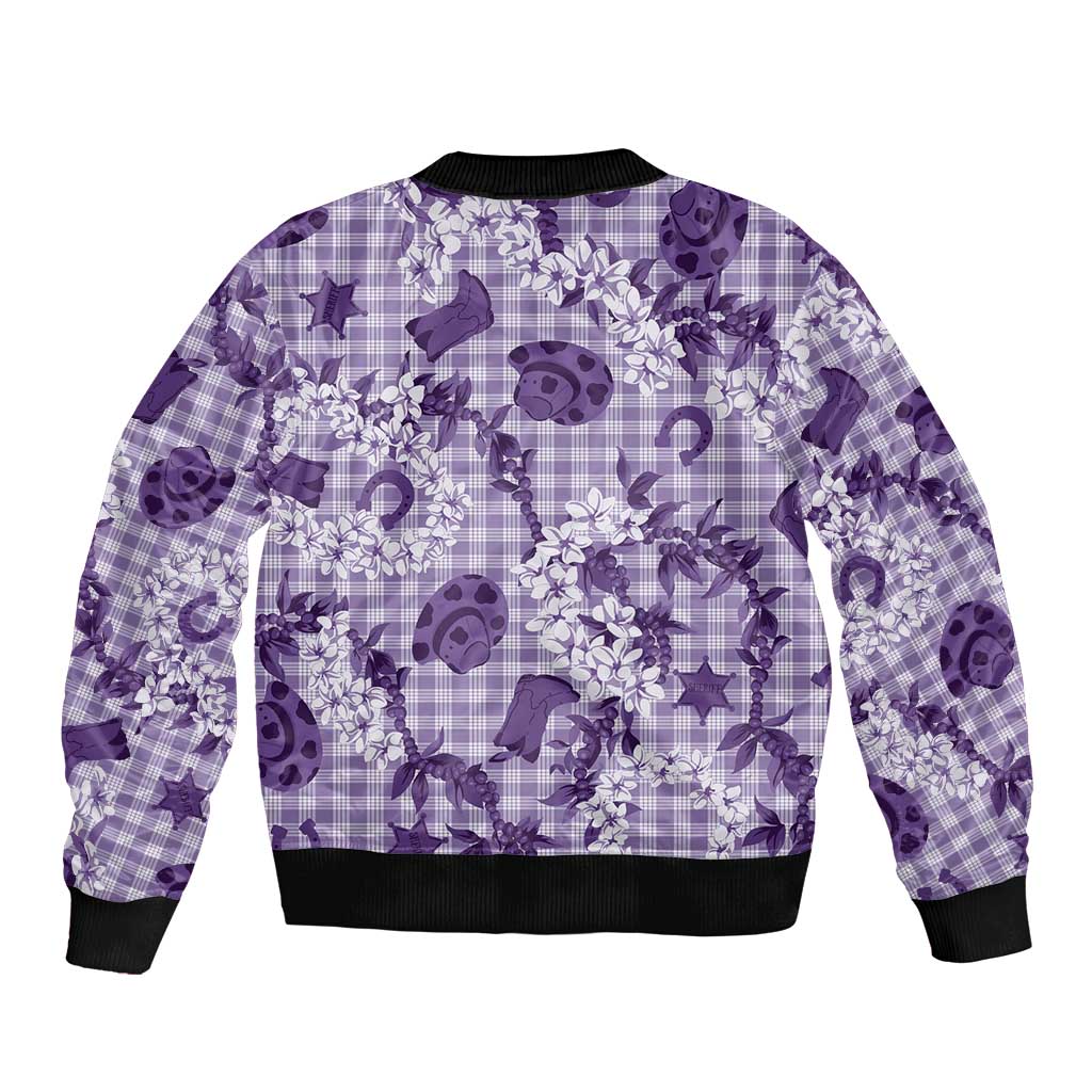 Mokihana Maile Ilima Leis Paniolo Palaka Bomber Jacket Hawaiian Poni Spirit LT9 - Polynesian Pride