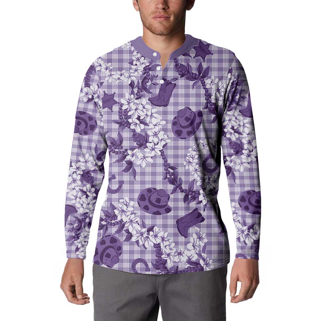 Mokihana Maile Ilima Leis Paniolo Palaka Button Sweatshirt Hawaiian Poni Spirit - Polynesian Pride