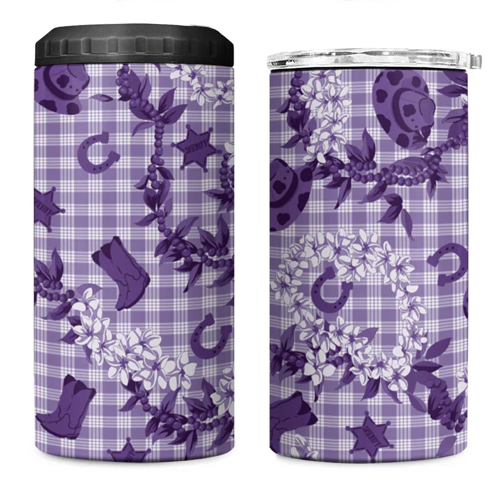 Mokihana Maile Ilima Leis Paniolo Palaka 4 in 1 Can Cooler Tumbler Hawaiian Poni Spirit LT9 One Size: 16 oz Purple - Polynesian Pride