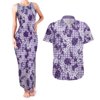 Mokihana Maile Ilima Leis Paniolo Palaka Couples Matching Tank Maxi Dress and Hawaiian Shirt Hawaiian Poni Spirit LT9 Purple - Polynesian Pride