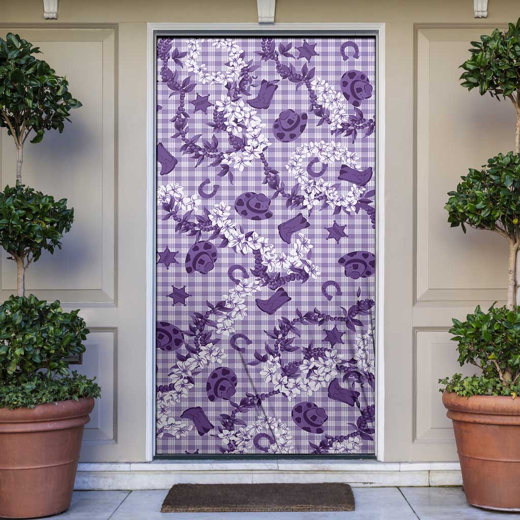 Mokihana Maile Ilima Leis Paniolo Palaka Door Cover Hawaiian Poni Spirit LT9 Purple - Polynesian Pride