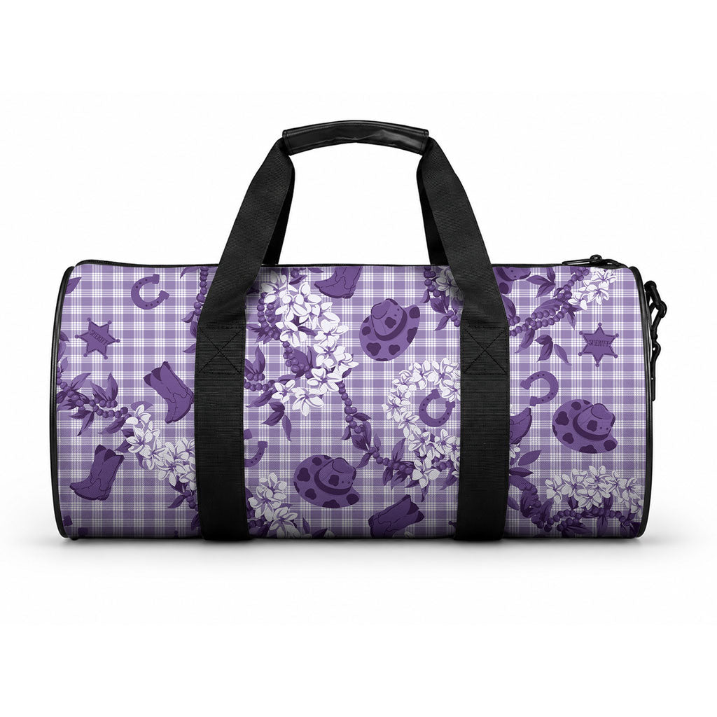 Mokihana Maile Ilima Leis Paniolo Palaka Duffle Bag Hawaiian Poni Spirit LT9 One size Purple - Polynesian Pride