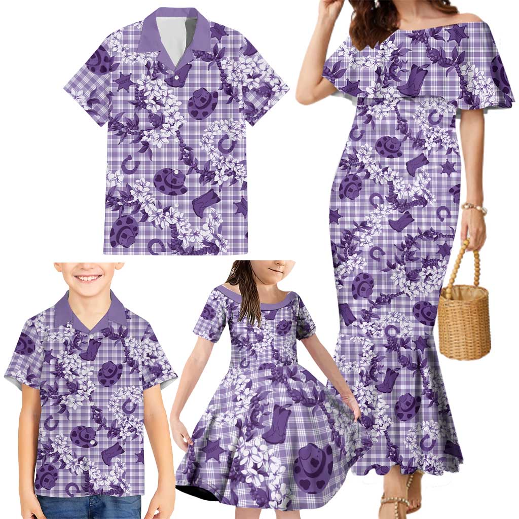 Mokihana Maile Ilima Leis Paniolo Palaka Family Matching Mermaid Dress and Hawaiian Shirt Hawaiian Poni Spirit - Polynesian Pride