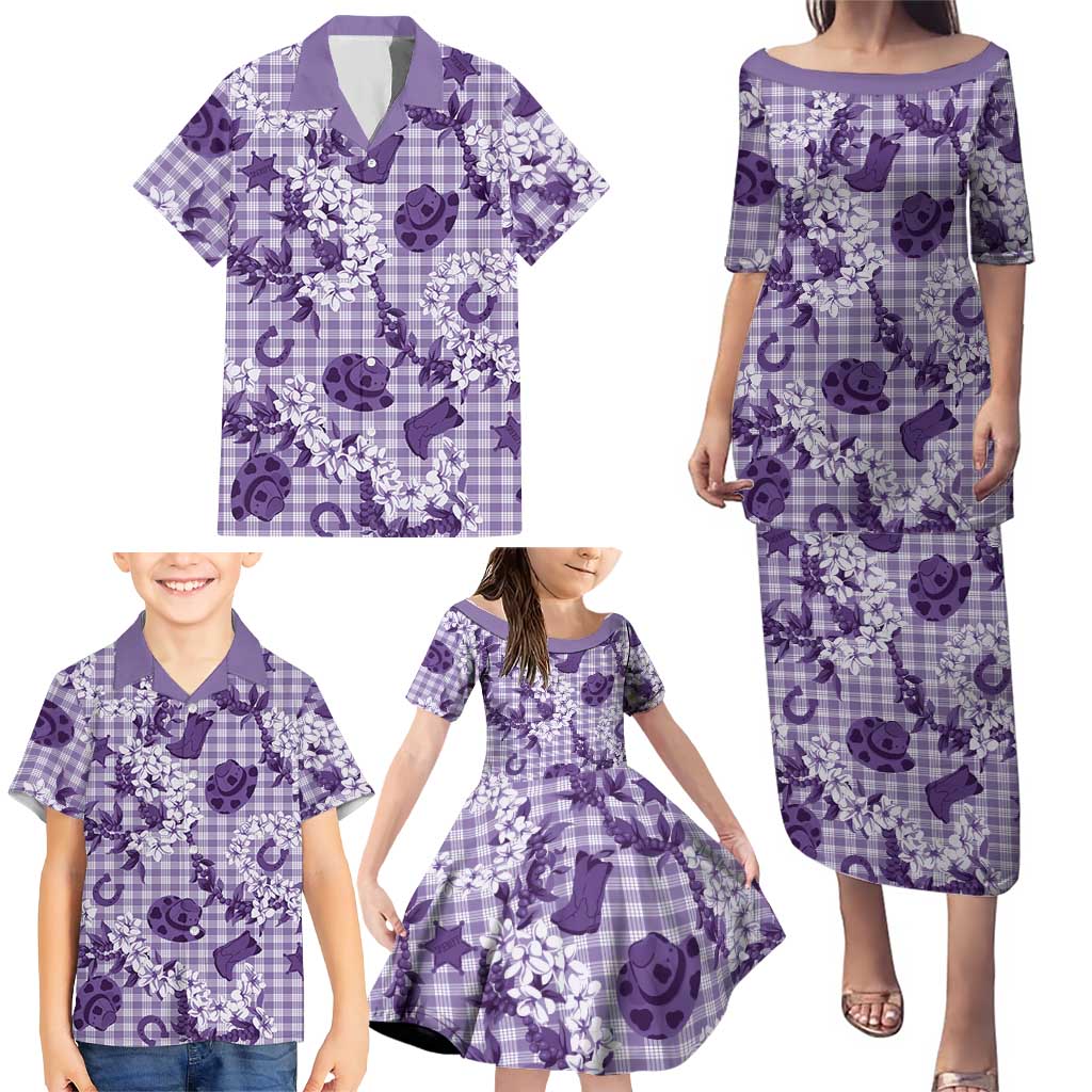 Mokihana Maile Ilima Leis Paniolo Palaka Family Matching Puletasi and Hawaiian Shirt Hawaiian Poni Spirit LT9 - Polynesian Pride