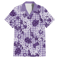 Mokihana Maile Ilima Leis Paniolo Palaka Family Matching Puletasi and Hawaiian Shirt Hawaiian Poni Spirit LT9 Dad's Shirt - Short Sleeve Purple - Polynesian Pride