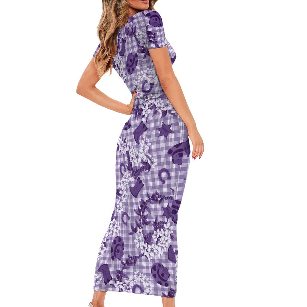 Mokihana Maile Ilima Leis Paniolo Palaka Family Matching Short Sleeve Bodycon Dress and Hawaiian Shirt Hawaiian Poni Spirit LT9 - Polynesian Pride