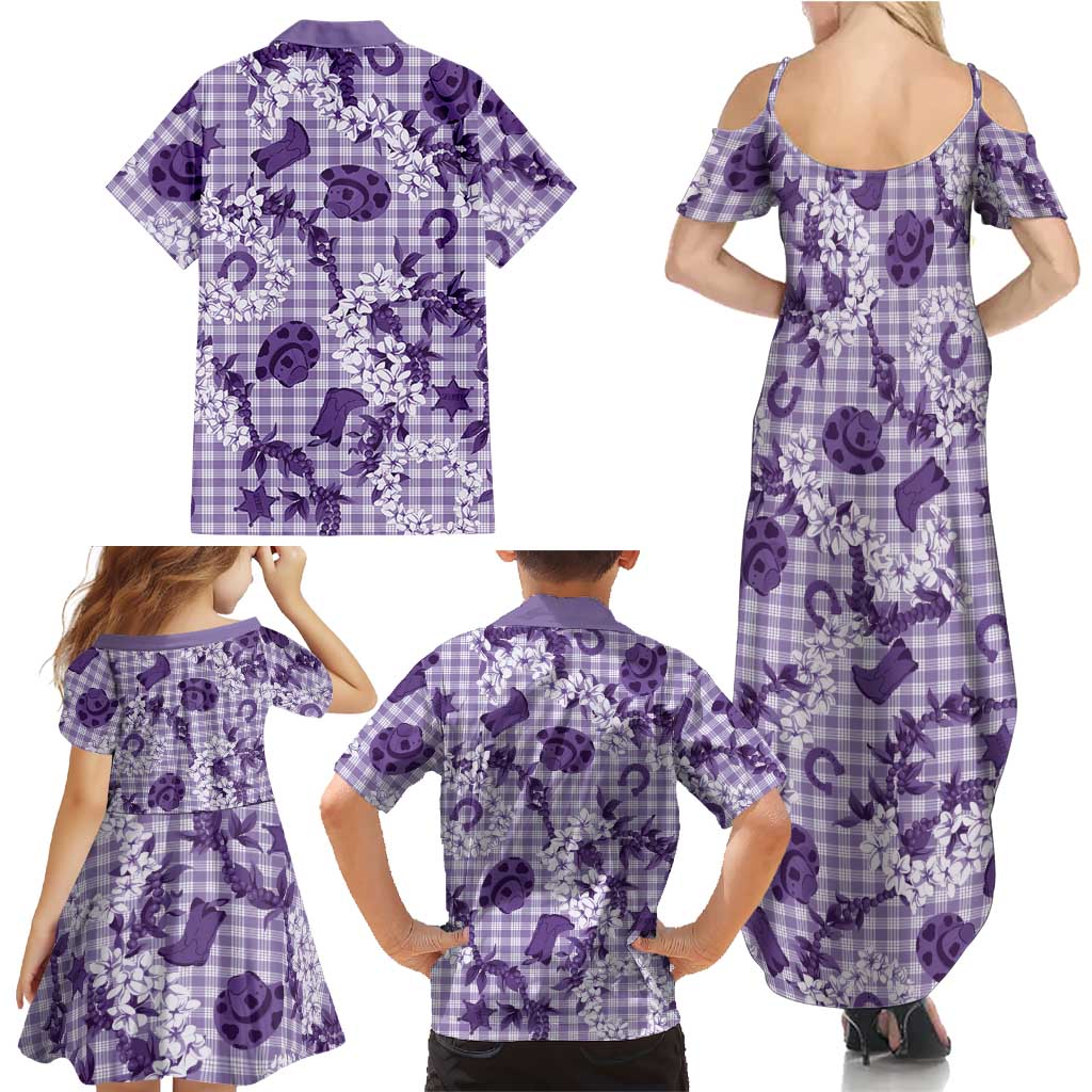 Mokihana Maile Ilima Leis Paniolo Palaka Family Matching Summer Maxi Dress and Hawaiian Shirt Hawaiian Poni Spirit LT9 - Polynesian Pride