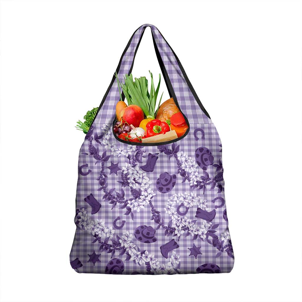 Mokihana Maile Ilima Leis Paniolo Palaka Grocery Bag Hawaiian Poni Spirit LT9 1-pack One Size Purple - Polynesian Pride