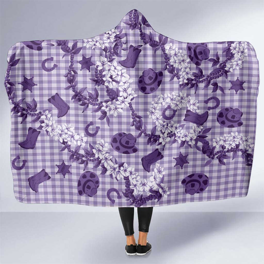 Mokihana Maile Ilima Leis Paniolo Palaka Hooded Blanket Hawaiian Poni Spirit LT9 One Size Purple - Polynesian Pride