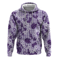 Mokihana Maile Ilima Leis - Paniolo Palaka Hoodie - Hawaiian Poni Spirit LT9 Pullover Hoodie Purple - Polynesian Pride