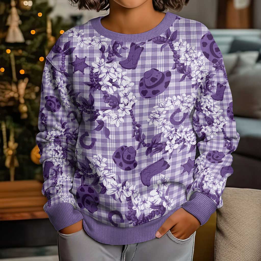 Mokihana Maile Ilima Leis Paniolo Palaka Kid Ugly Christmas Sweater Hawaiian Poni Spirit LT9 - Polynesian Pride