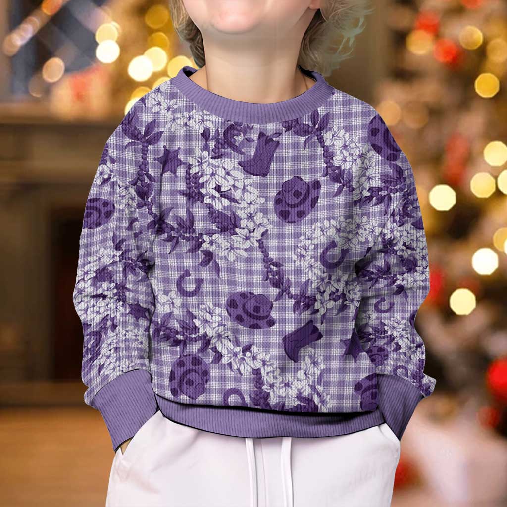 Mokihana Maile Ilima Leis Paniolo Palaka Kid Ugly Christmas Sweater Hawaiian Poni Spirit LT9 - Polynesian Pride