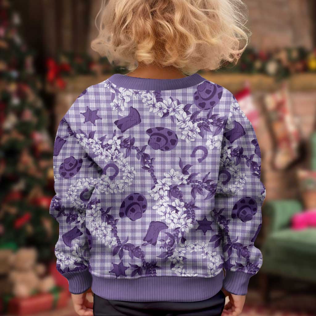 Mokihana Maile Ilima Leis Paniolo Palaka Kid Ugly Christmas Sweater Hawaiian Poni Spirit LT9 - Polynesian Pride