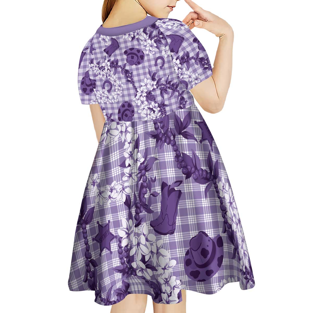 Mokihana Maile Ilima Leis Paniolo Palaka Kid Short Sleeve Dress Hawaiian Poni Spirit LT9 - Polynesian Pride