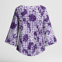 Mokihana Maile Ilima Leis Paniolo Palaka Kimono Sleeve Blouse Hawaiian Poni Spirit LT9 - Polynesian Pride
