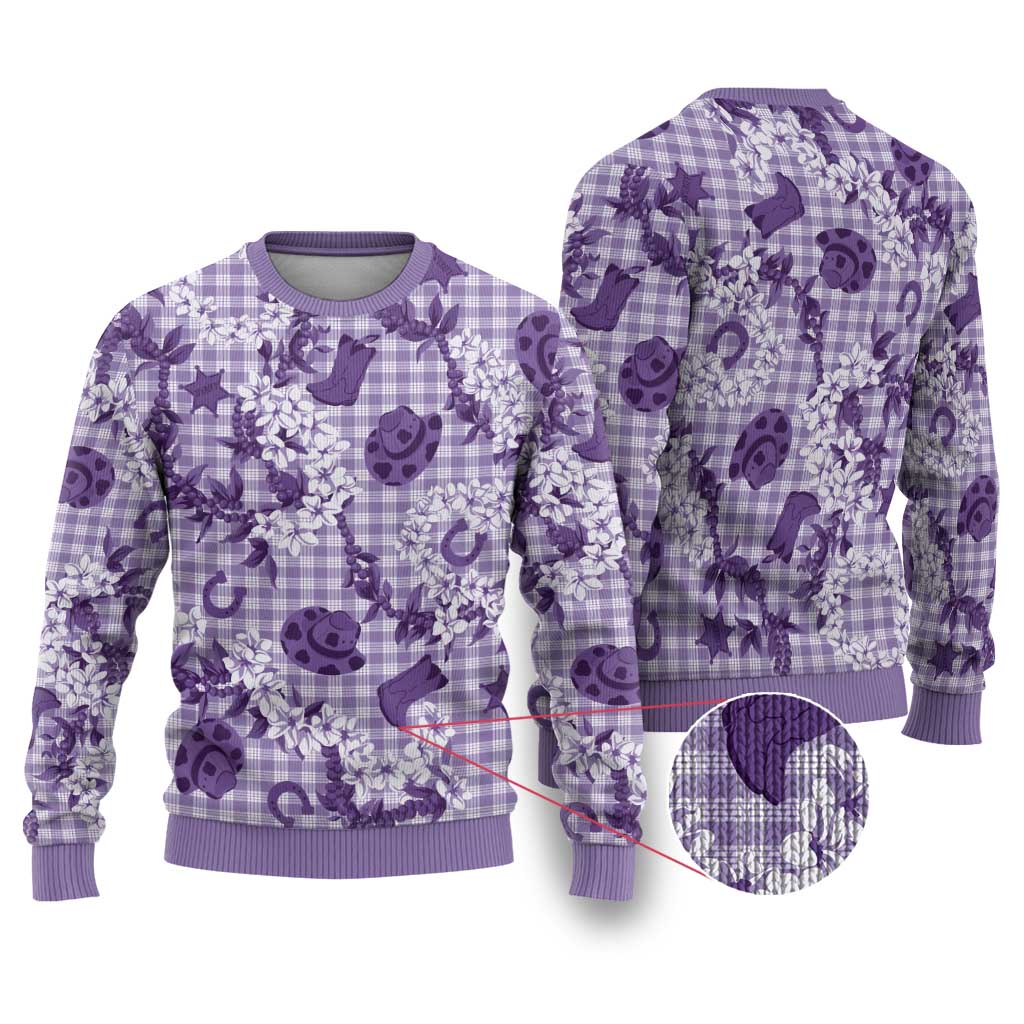 Mokihana Maile Ilima Leis Paniolo Palaka Ugly Christmas Sweater Hawaiian Poni Spirit LT9 Purple - Polynesian Pride