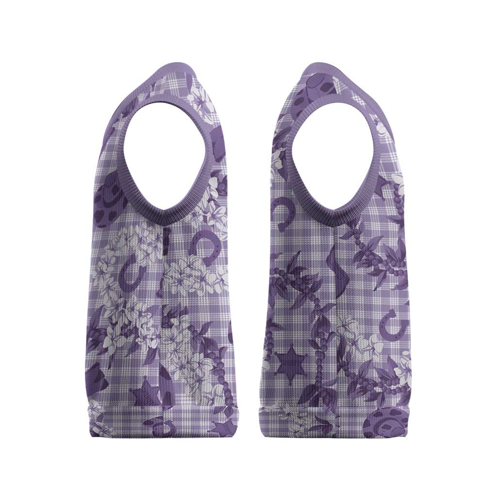 Mokihana Maile Ilima Leis Paniolo Palaka Christmas Knitted V-Neck Vest Hawaiian Poni Spirit LT9 - Polynesian Pride