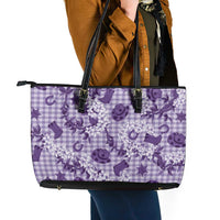 Mokihana Maile Ilima Leis Paniolo Palaka Leather Tote Bag Hawaiian Poni Spirit LT9 - Polynesian Pride