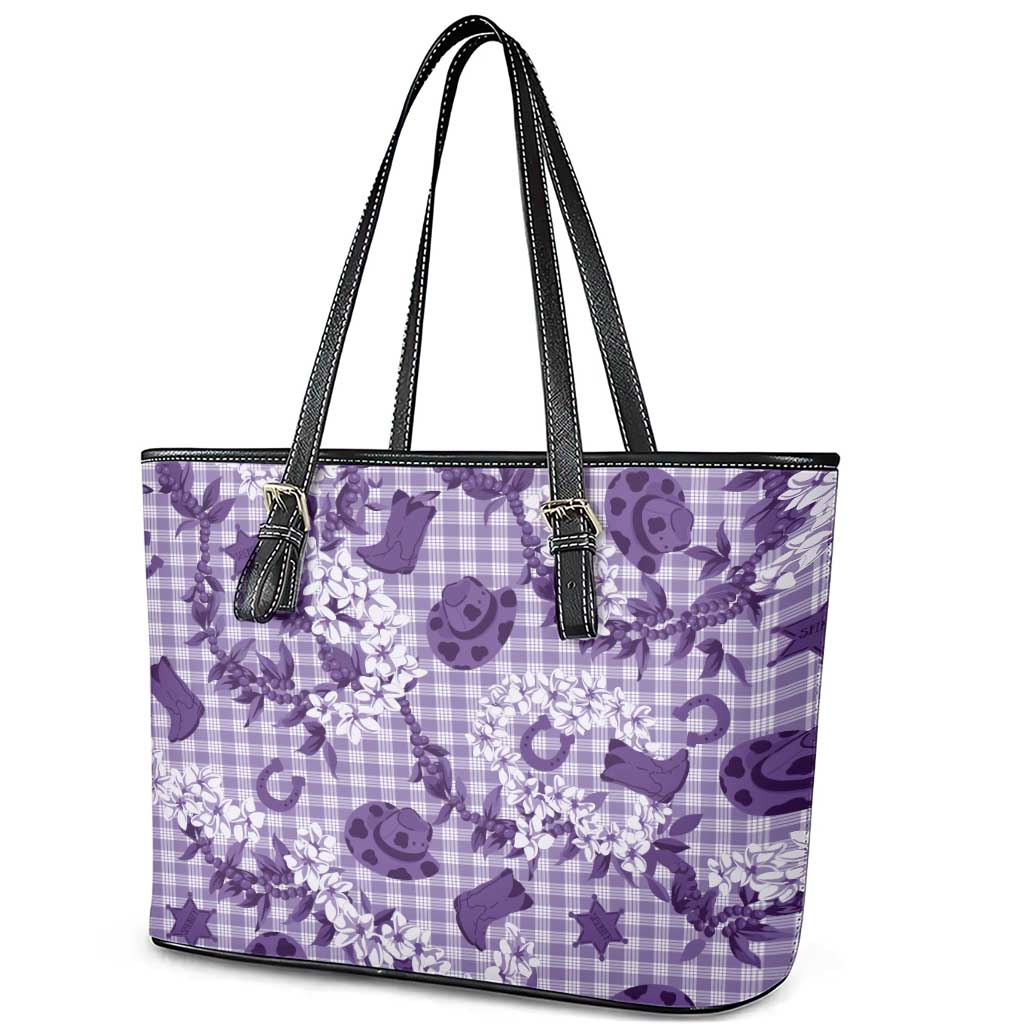 Mokihana Maile Ilima Leis Paniolo Palaka Leather Tote Bag Hawaiian Poni Spirit LT9 - Polynesian Pride