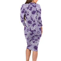 Mokihana Maile Ilima Leis Paniolo Palaka Long Sleeve Bodycon Dress Hawaiian Poni Spirit LT9 - Polynesian Pride