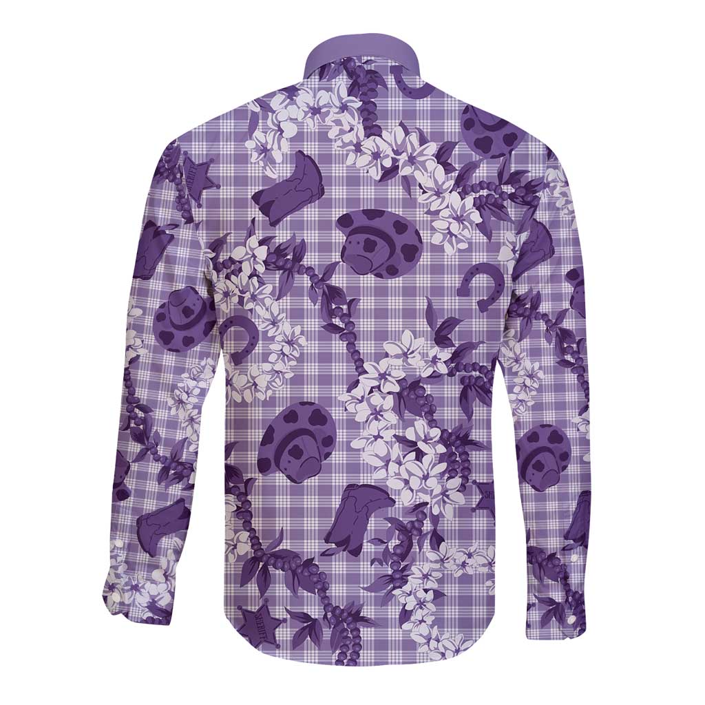 Mokihana Maile Ilima Leis Paniolo Palaka Long Sleeve Button Shirt Hawaiian Poni Spirit LT9 - Polynesian Pride