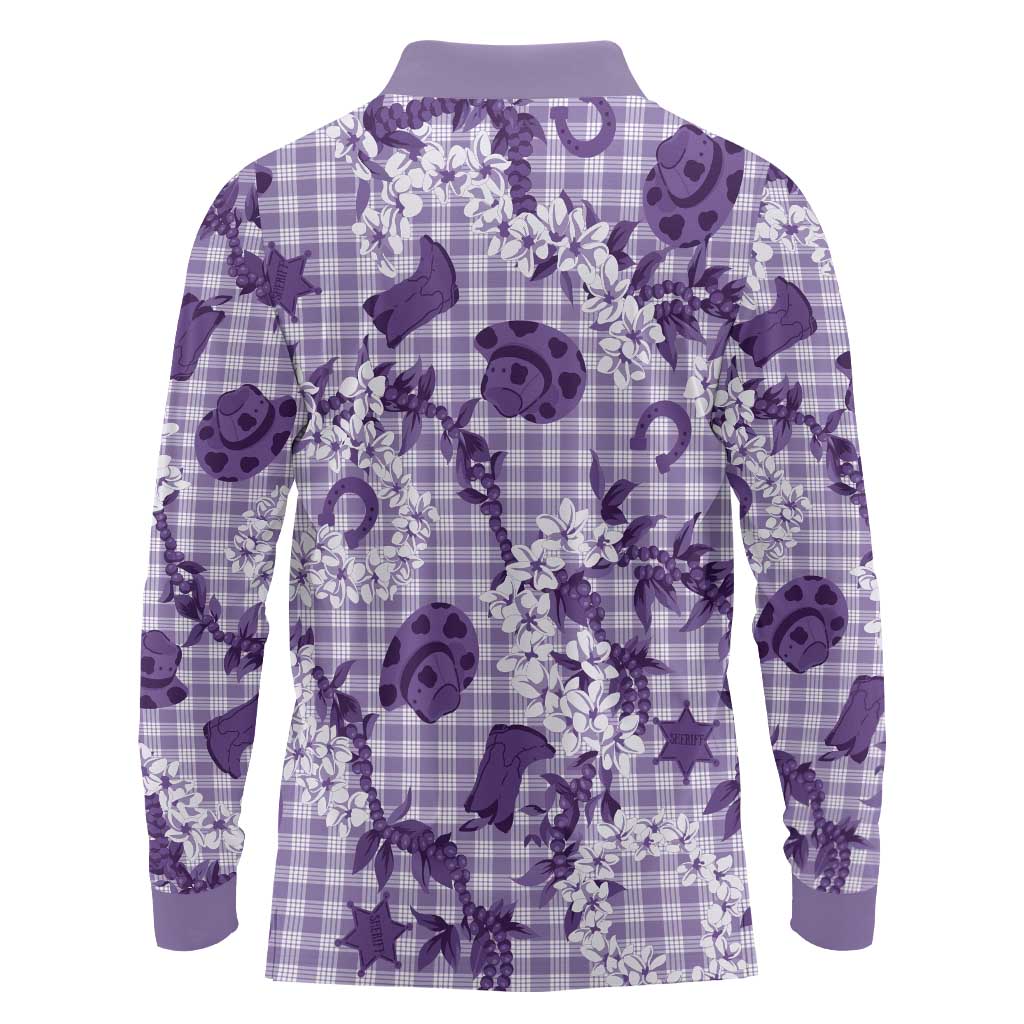 Mokihana Maile Ilima Leis - Paniolo Palaka Long Sleeve Polo Shirt - Hawaiian Poni Spirit LT9 - Polynesian Pride